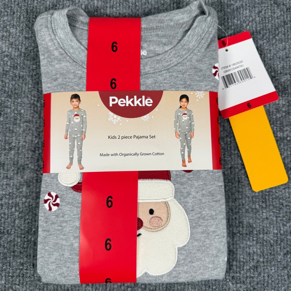 Pekkle Kids 2 Piece Pajama Set Size 6 Santa Clause‎ Top Pants Christmas Gift